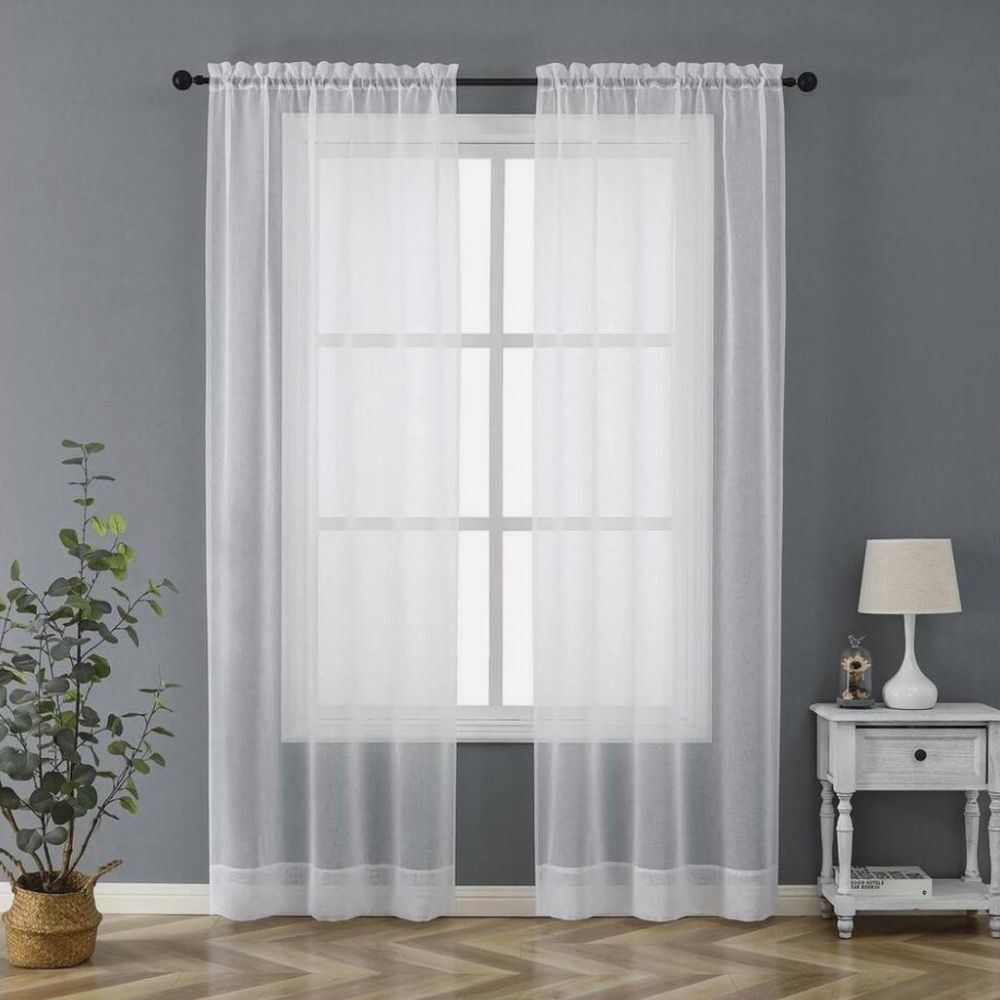 Modern white Solid Sheer Classic sheer Curtains Full-Length Accents
